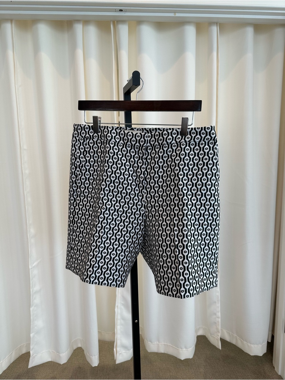 Etcetera Forest Green and White Geometric Bermuda Shorts